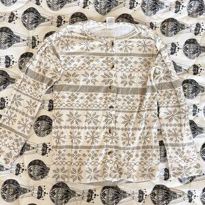 Kate Quinn kids bamboo fennel snowflake cardigan 7 years